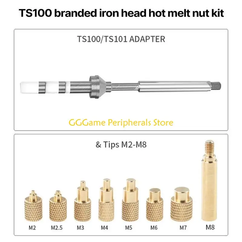 U55B Messing-Einsatzmuttern-Set M 2-M 8 Messing-Hotmelt-Einsatzmutter, geeignet für Ingenieure