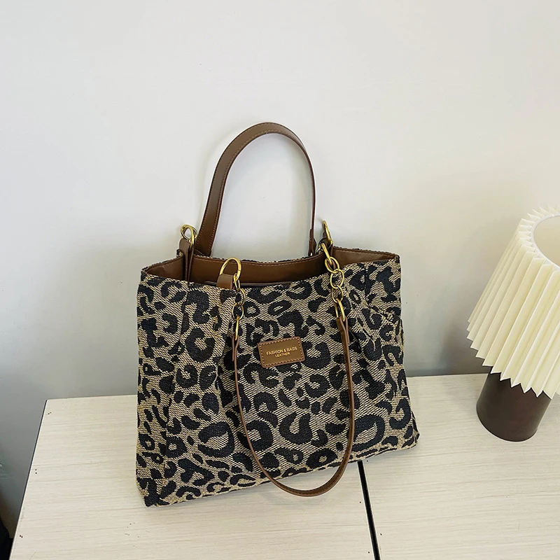 Women Leopard Design Handbags Fashion Underarm Bags Versatile Large Capacity Shoulder Bags Female Shopper Tote Bags