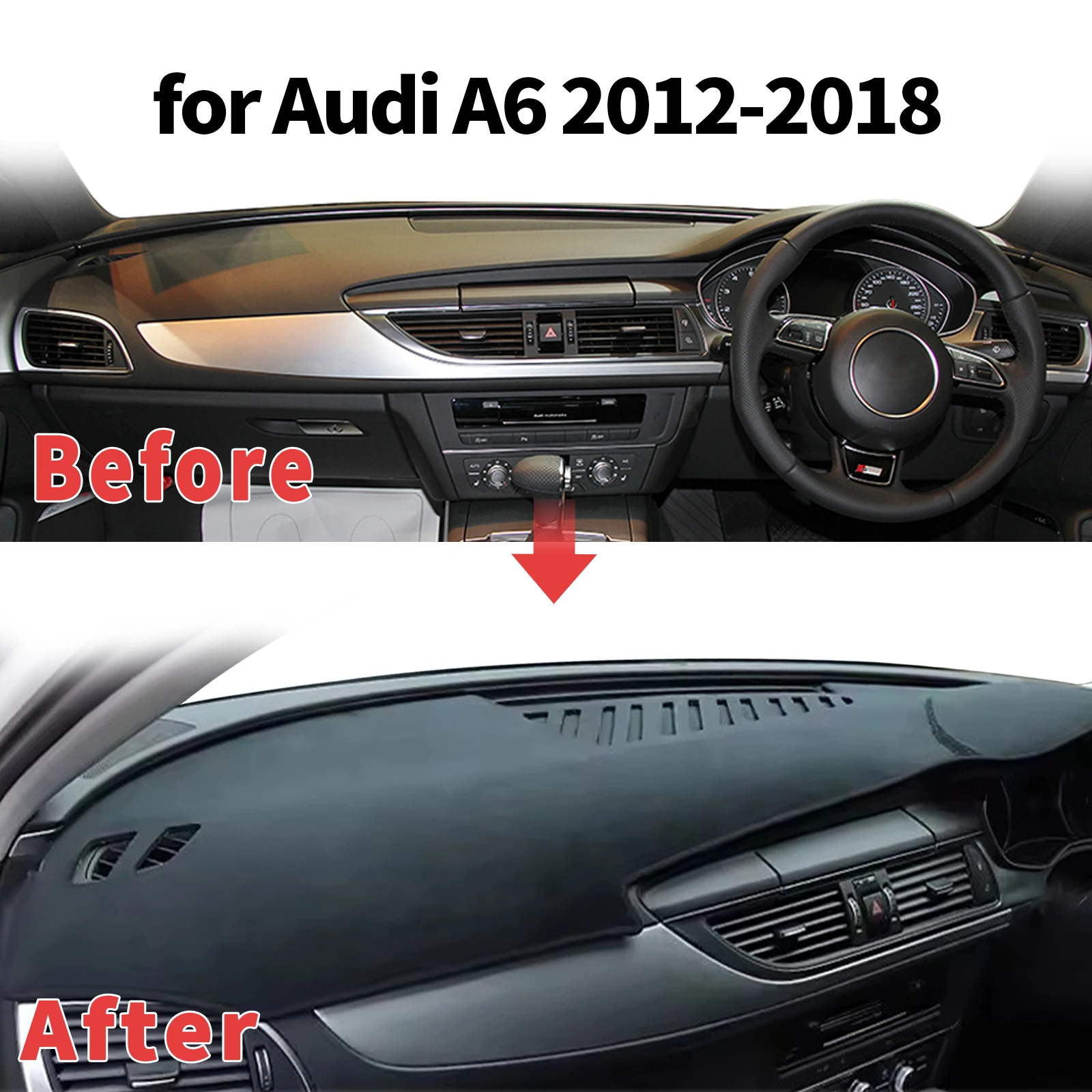 

Защитный коврик на приборную панель для Audi A6 C7 2012-2018 годов выпуска, антибликовый, с защитой от УФ-излучения