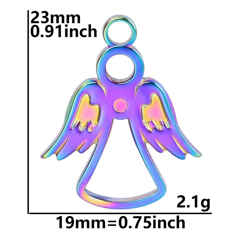 10PCS Guardian Angel Charm Diy Craft Amulet Wings Necklace Stainless Steel No Fade Pendants Accessories Jewelry Making Supplies