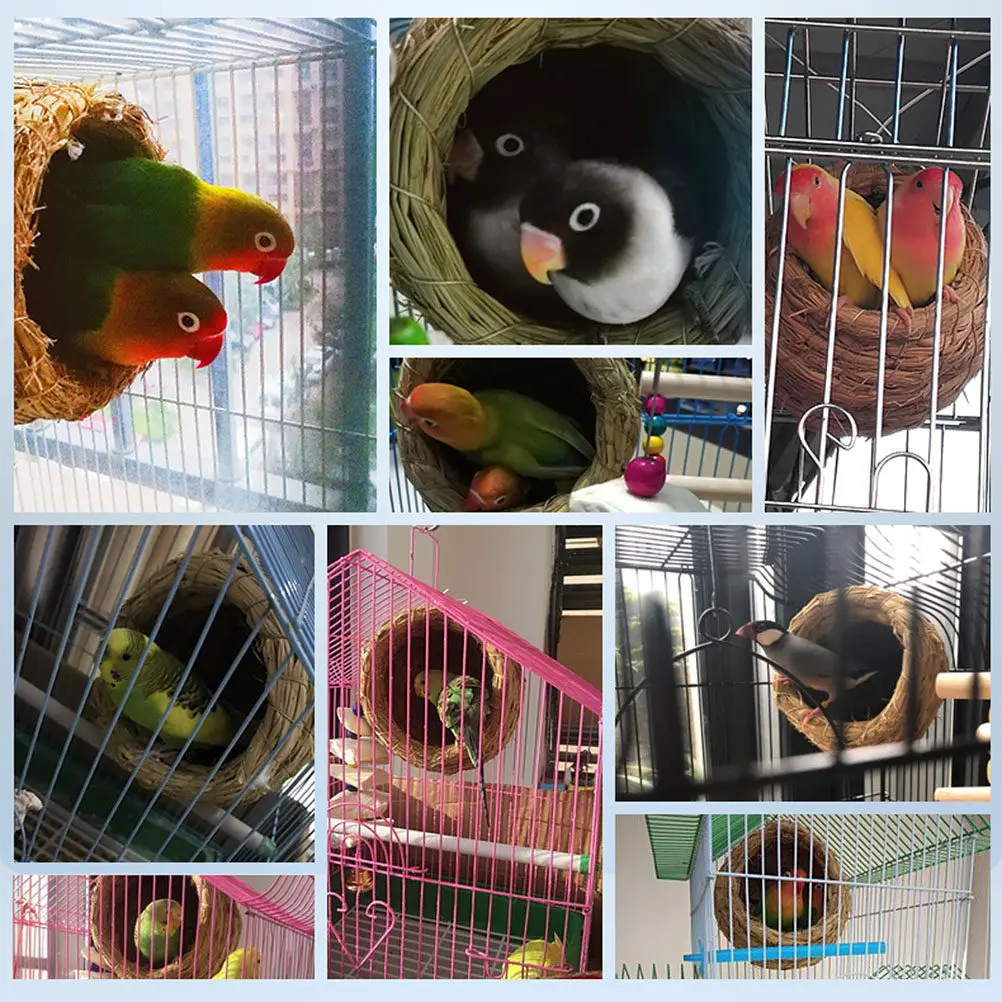 

5 шт. Натуральные соломенные гнезда для птиц, место обитания, товары для канареек, попугаев, сорок, птичьи принадлежности