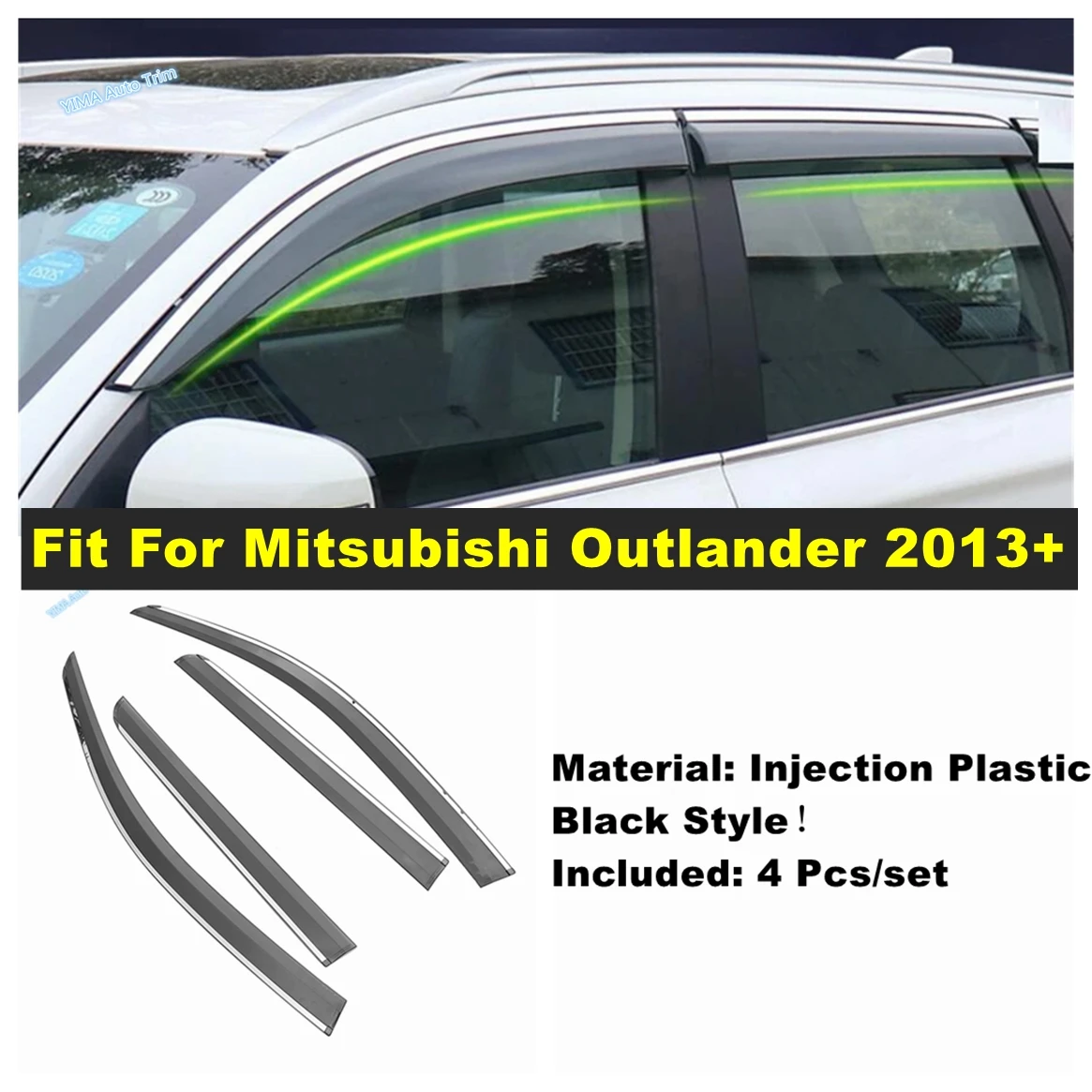 New Style Window Visors Awnings Wind Rain Sun Smoke Deflector Visor Guard Vent For Mitsubishi Outlander 2013 - 2021 Accessories