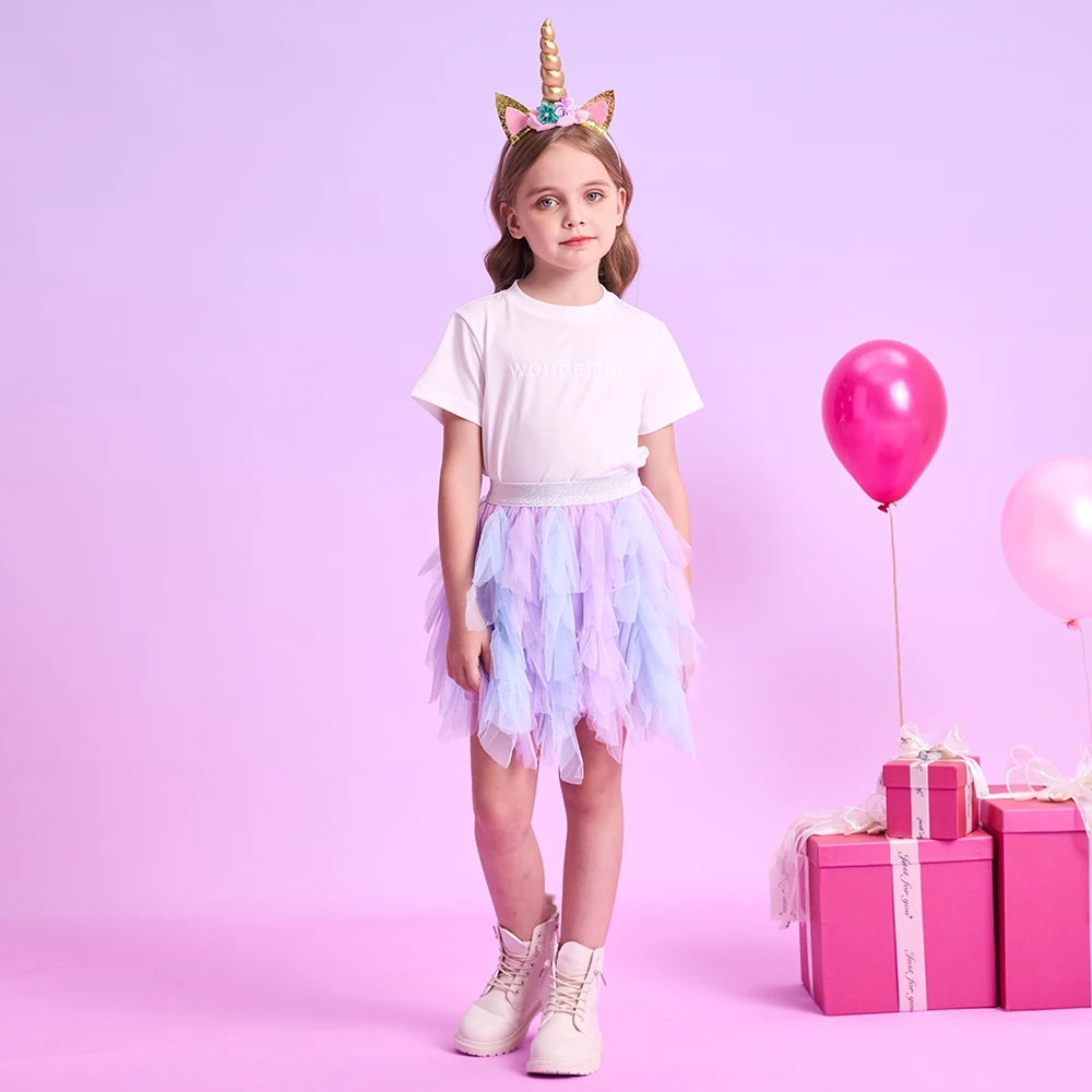 DXTON-girls تنورة غير منتظمة للموسم الرابع ، تنورة أطفال ، أميرة ، خليط ، شبكة ، توتو ، حفلة أطفال ، موضة ، طفل صغير #3