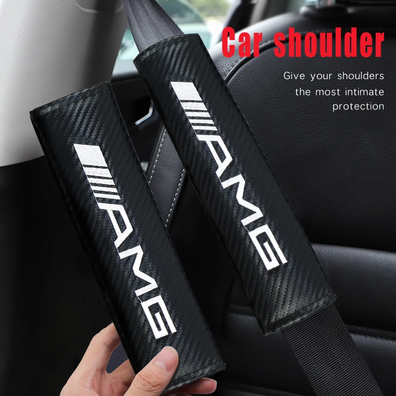 

For Mercedes Benz AMG A B C E S CLA GLK CLS CLK GLA GLB GLC GLE 2Pcs Carbon fiber Car Seat Belt Shoulder Cover Protection Pads