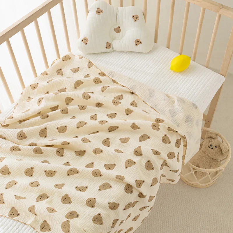 Newborn Baby Blankets 100*110cm Kids Boys Girls Double-Layer Muslin Swaddling Towel Bath Towel Shawl Toddler Comforter Sheet