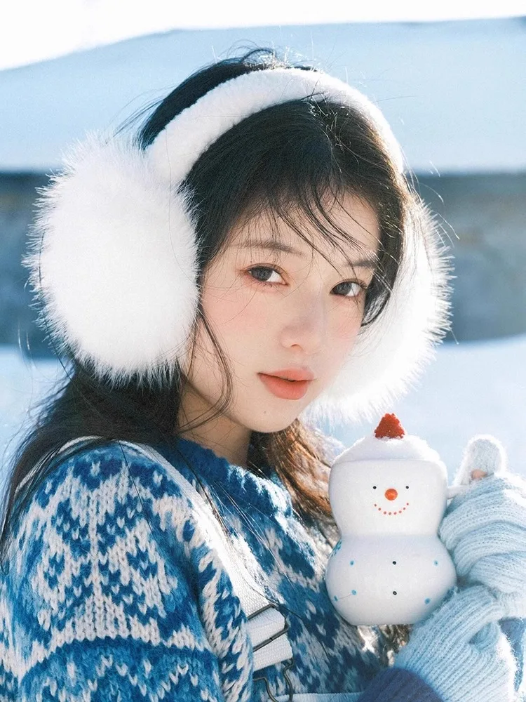 Korean Style Thickened Plush Ear Muffs Women's Winter Cute Warm Cycling Cold Proof Ear Covers Versatile Fashionable Ear Pads