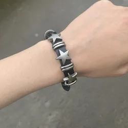 Bransoletka w stylu Vintage gwiazdy skóra Watchband dla kobiet słodki fajne modne urok moda regulowane bransoletki Harajuku Y2K biżuteria prezent