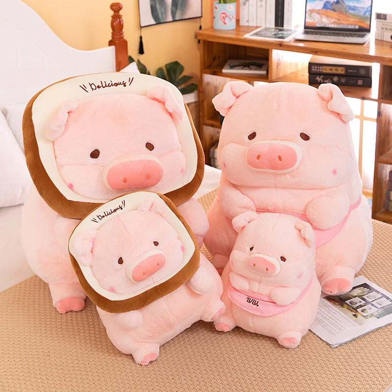 30-55cm Lulu Pink Fat Pig Doll Plush Toy Cosplay Piggy Cartoon Kawaii Fatty Animal Chef Pig Home Decor Birthday Gift For Kids