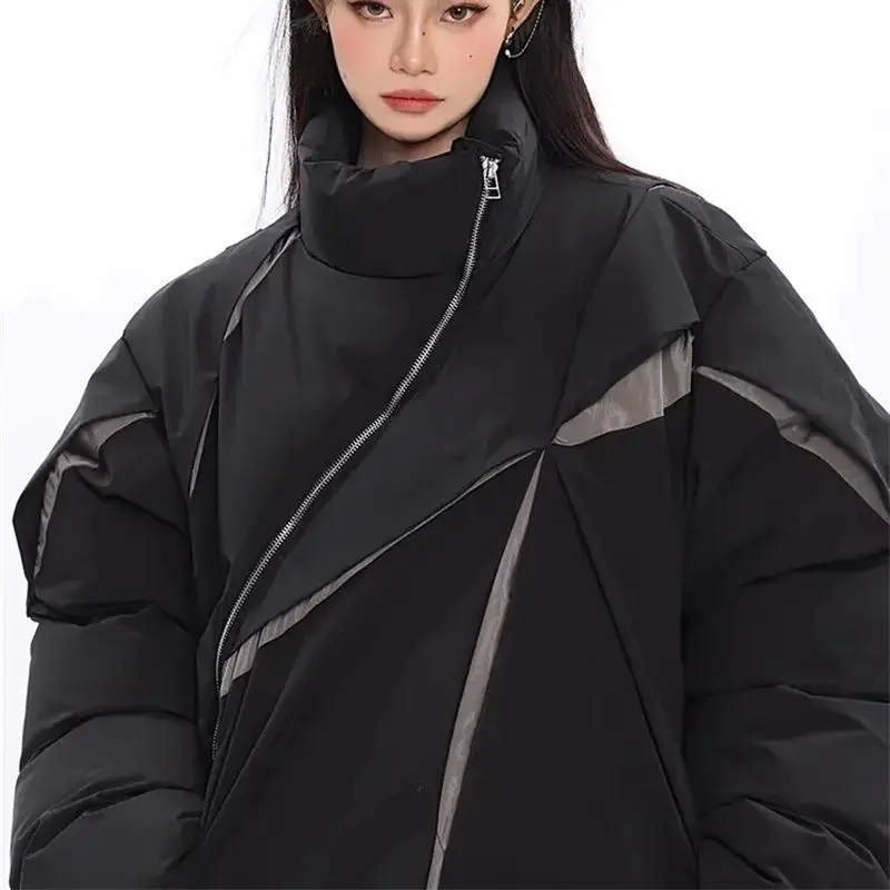 Zimní 2024 Nové luxusní nové pánské a dámské teplé nepravidelné bavlněné oblečení Niche Splicing American Thick Loose Bavlněná bunda - náhled 4