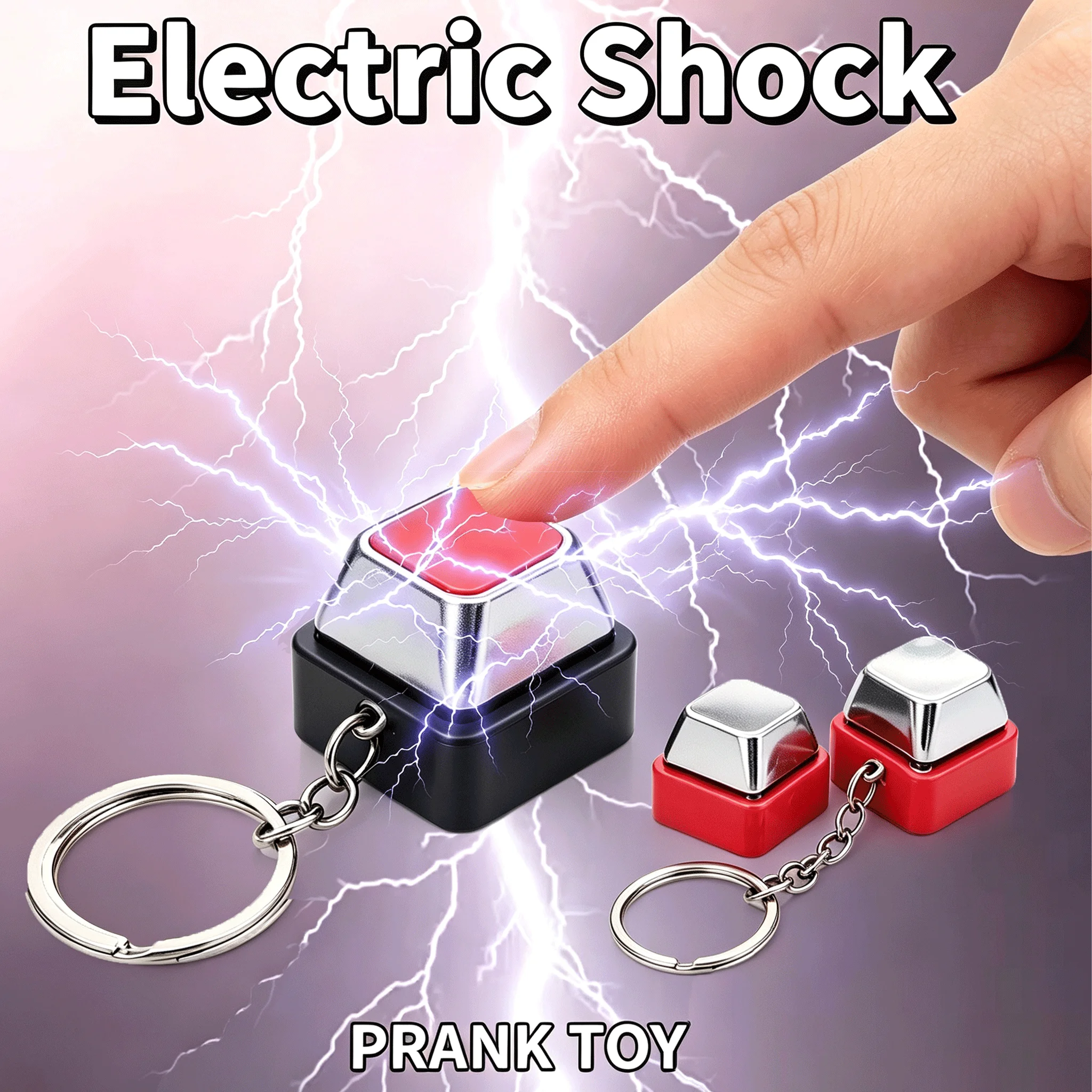 Electric Shock Electric Keyboard Keychain Gadget Gag Joke Funny Prank Trick Novelty Fidget Keychain Shock Handshake Clicker Toy