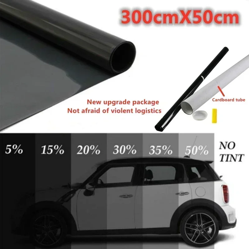 

3Mx50CM Black Car Window Foils Tinting Film Home Window Glass Solar UV Protector Sticker Films Pearl Cotton Stick Box PAC