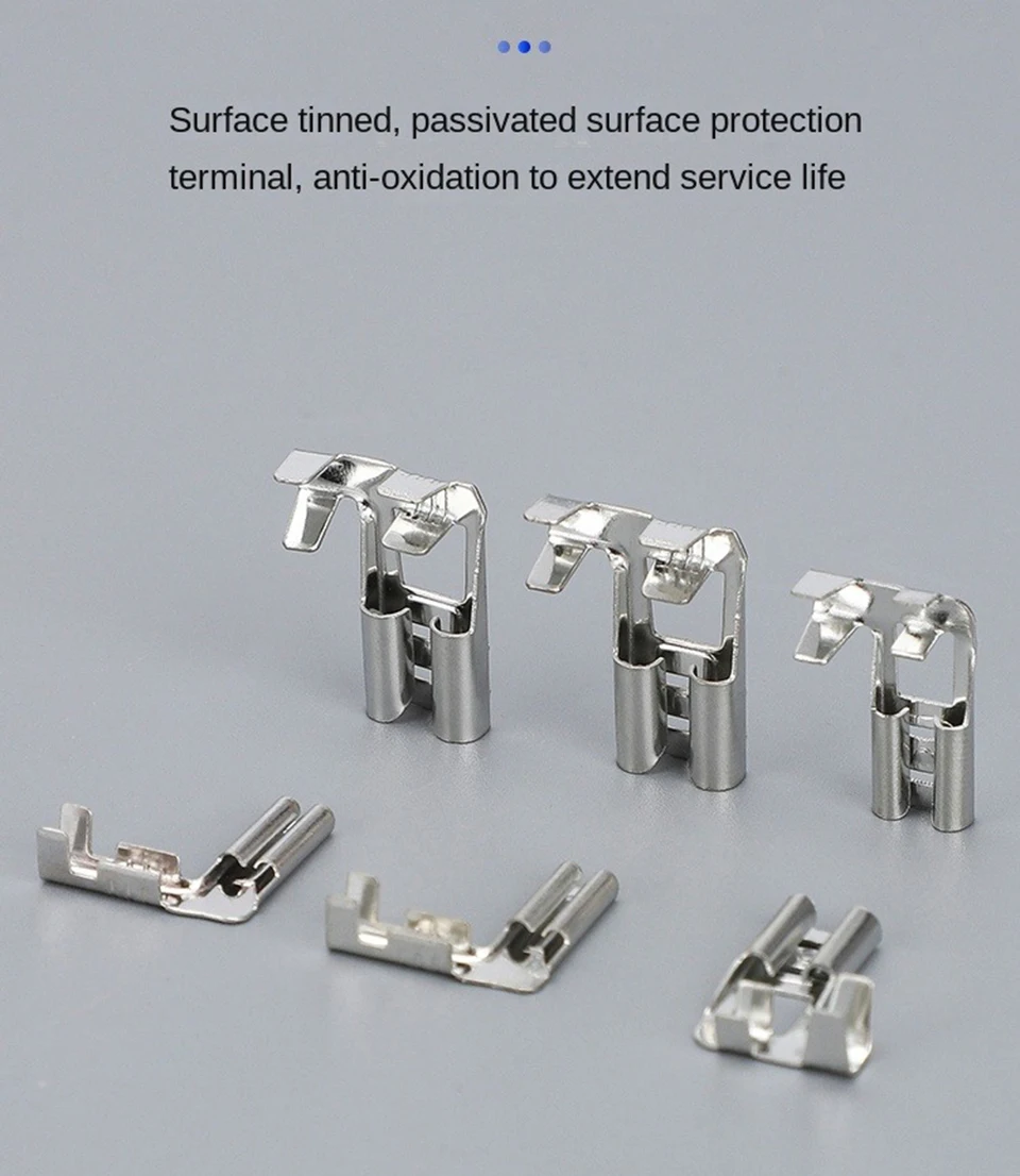 Flaggenförmiger Steckverbinder 6,3mm 4,8 2,8 Rechtwinkliger L-förmiger Buchsenstecker Einsteckbarer Kabelverbinder Messing Auto Kaltcrimp-Anschluss – Detail 3