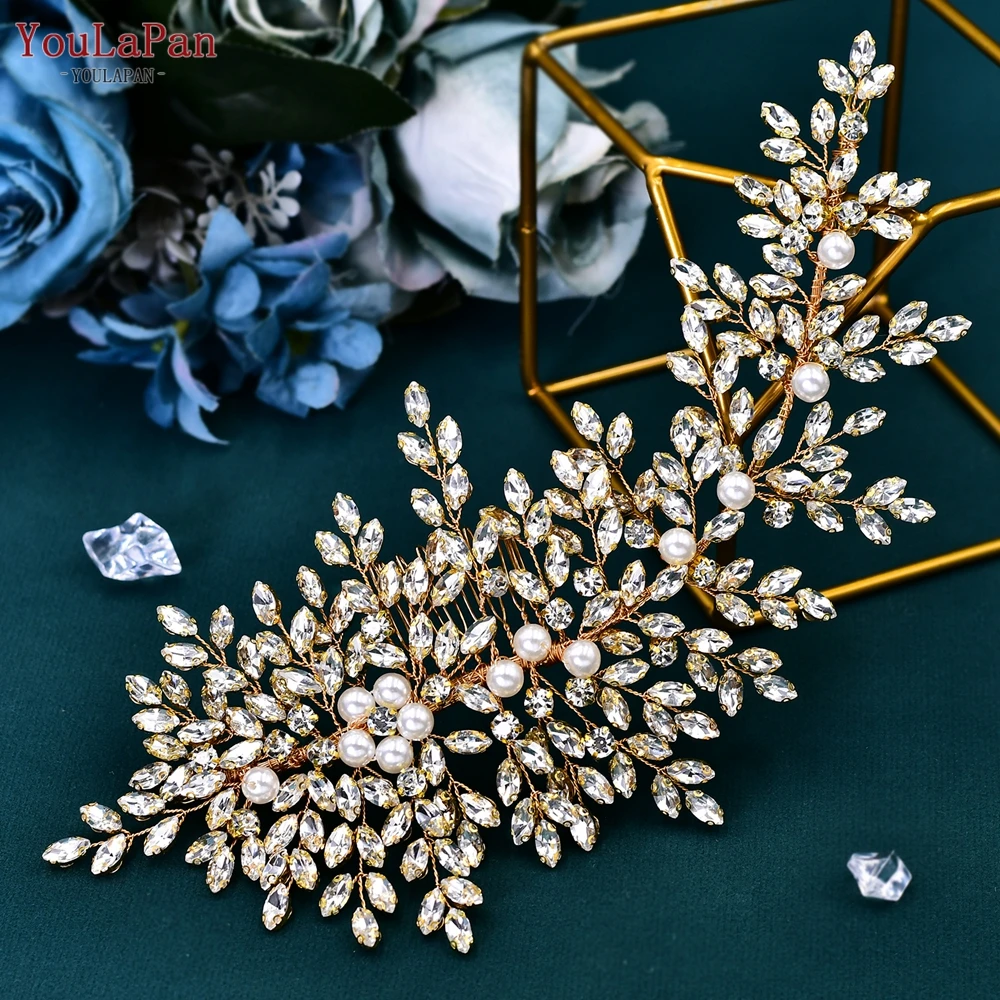 

Youlapan Exquisite Rhinestone Bridal Hair Comb Wedding Hair Accessories Banquet Jewelry Pearl Bridesmaid Headwear HP434