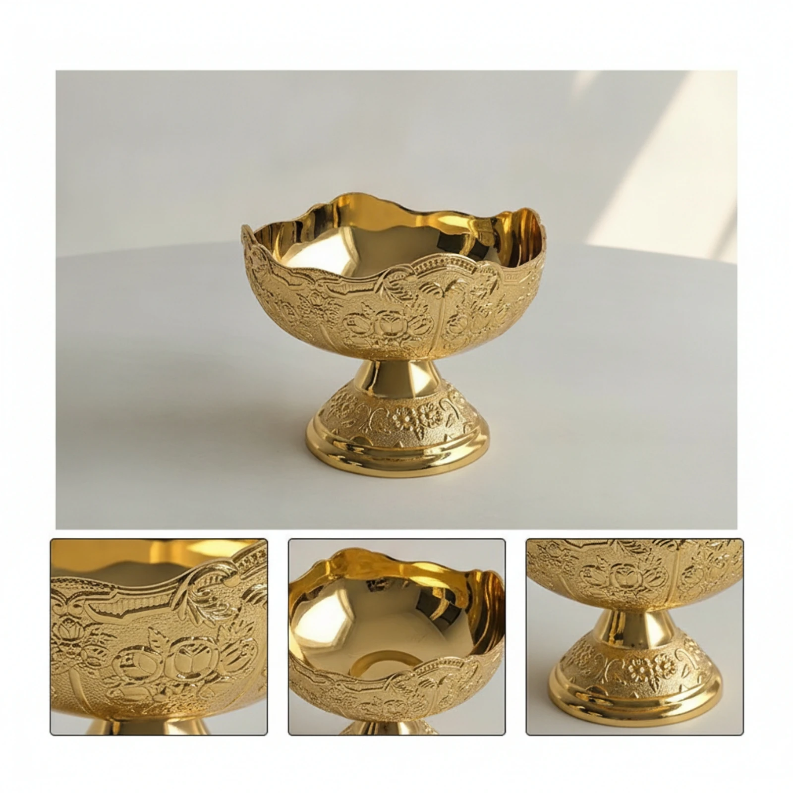 Fruit Bowl with Pedestal Base Embossed Pedestal Bowl Fruit Holder Antique-Inspired Decorative for Home Decorators, Dining Table