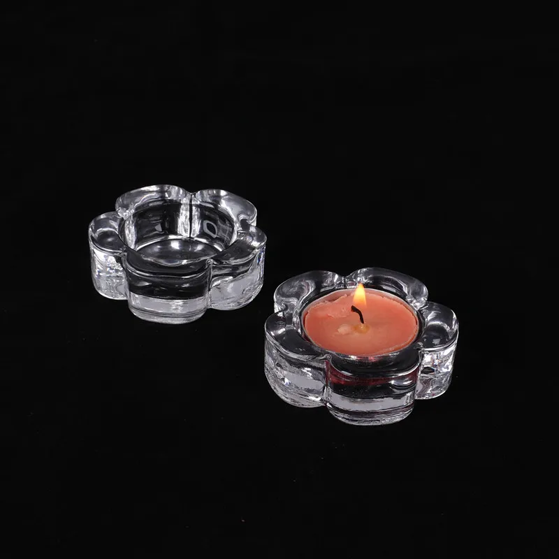 120pcs Plum Blossom Glass Candle Holder Simple Retro Decoration Romantic Candlelight Dinner Candlestick Atmosphere Prop Gift