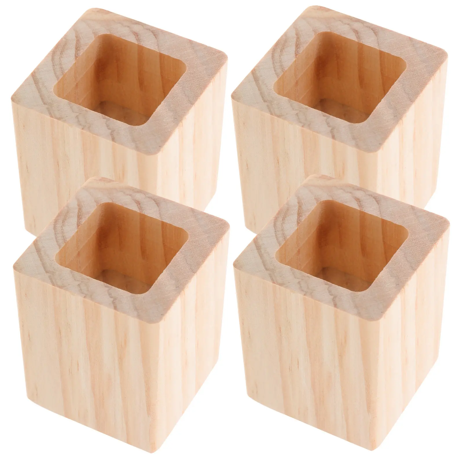 4Pcs Square Wooden Furniture Legs Table Height Pad Bed Leg Extenders Table Riser Feet Pads Sofa Support Blocks for Stability
