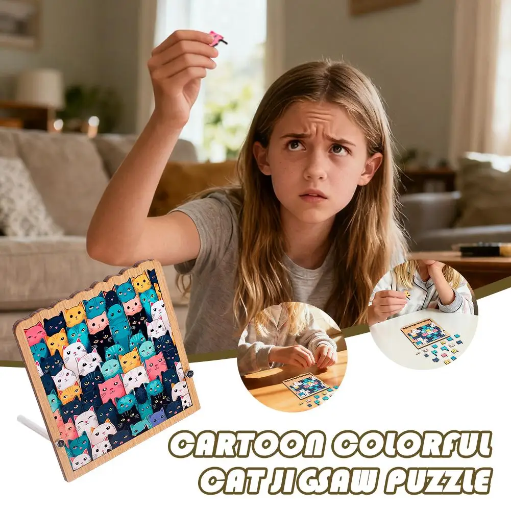 

Новая серия деревянных пазлов специальной формы для кошек, креативные и интересные кошачьи пазлы специальной формы, развивающие игрушки.