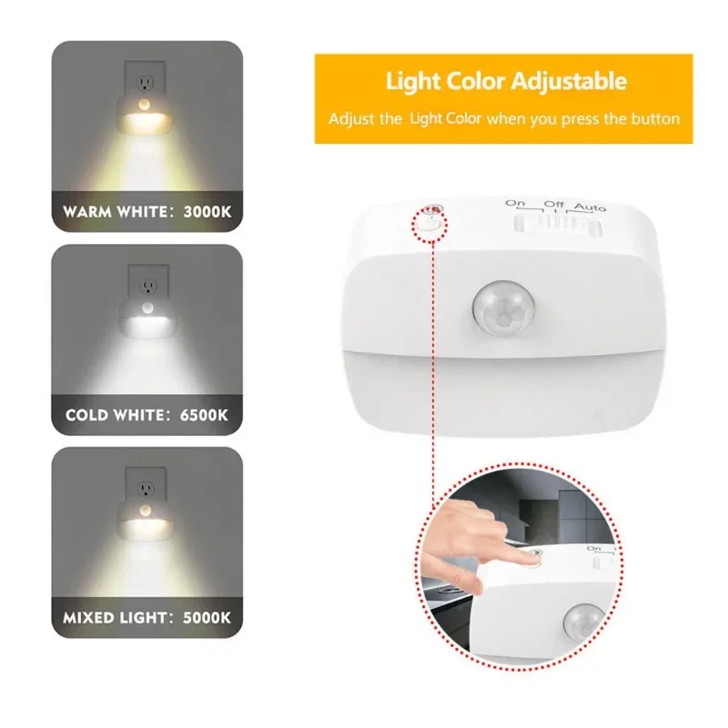 LED Night Lights Plug Into Wall with Dusk-to-Dawn Sensor Automatically Turn on And Off Night Light for Kids Bedroom Stairs