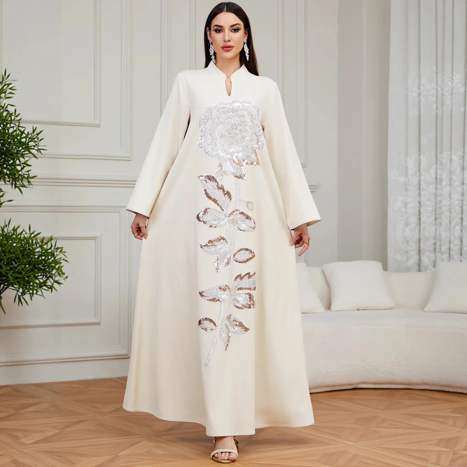 

Элегантный кафтан Абая Дубай с блестками, женское мусульманское платье, Ид Абая, Рамадан, Турция, кафтан, марокаин, женский халат, исламское платье Джалабия