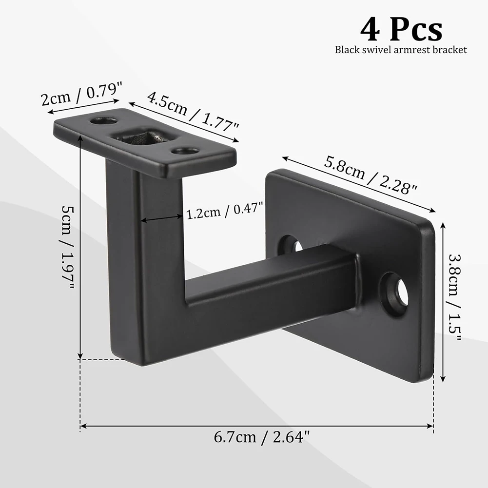 4pcs Stair Handrail Bracket Adjustable Railing Holder Wall Support Hand Rail Hardware Black Staircase Handrail Accessories