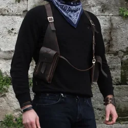 Medieval Steampunk Shoulder Holster Bag Vintage Motorcycle Leather Wallet Purse Pouch Adjustable Strap Unique Harness Phone Bag