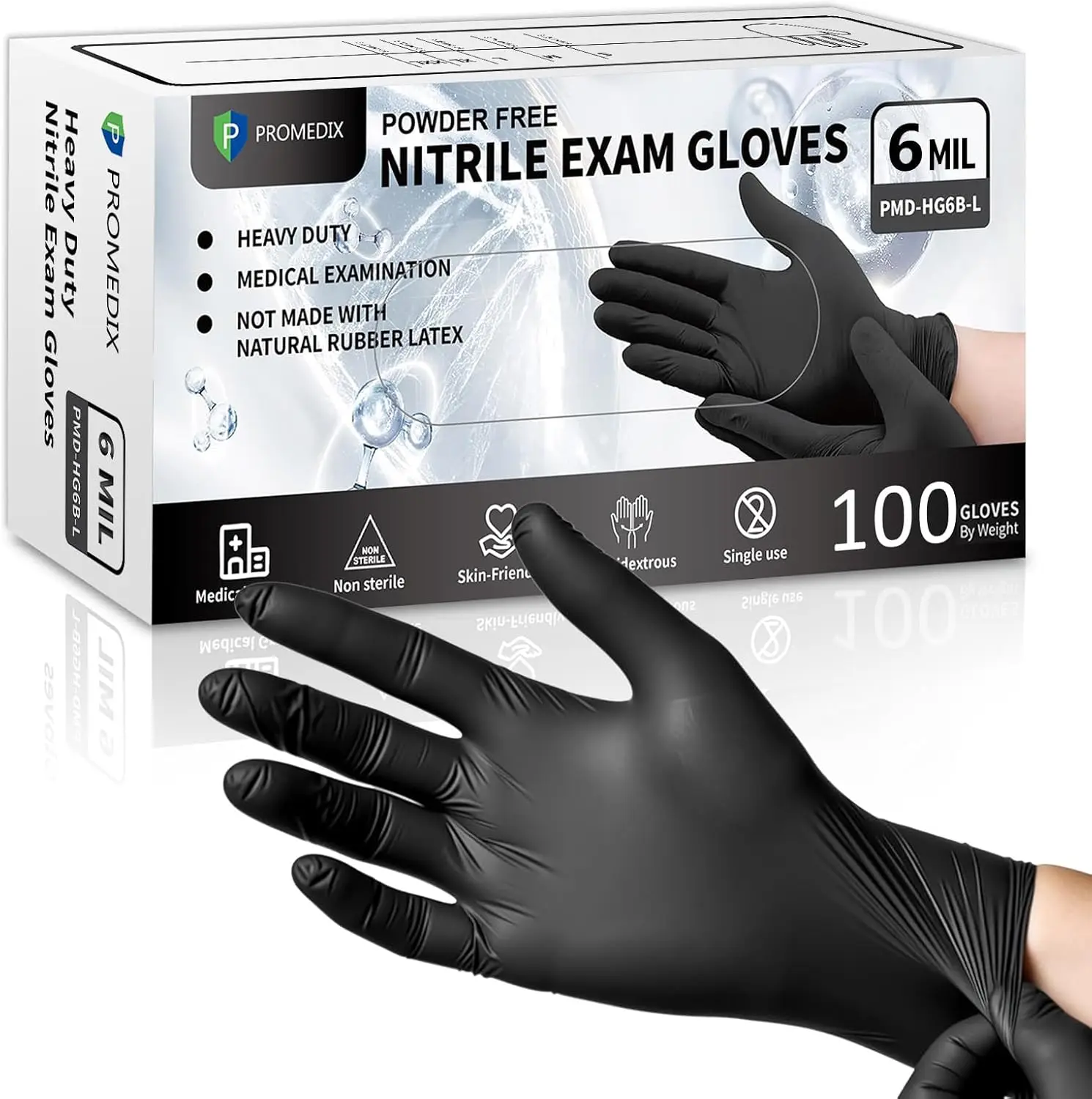 

6Mil Disposable Nitrile Gloves, 100 Pcs Latex-Free for Food Safe Cooking and Cleaning