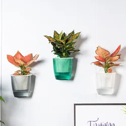 Wall Mounted Plastic Potted Plant Flowerpot Creative Wall Hanging Planter Self Watering Planter Pots Home Wall Decoration