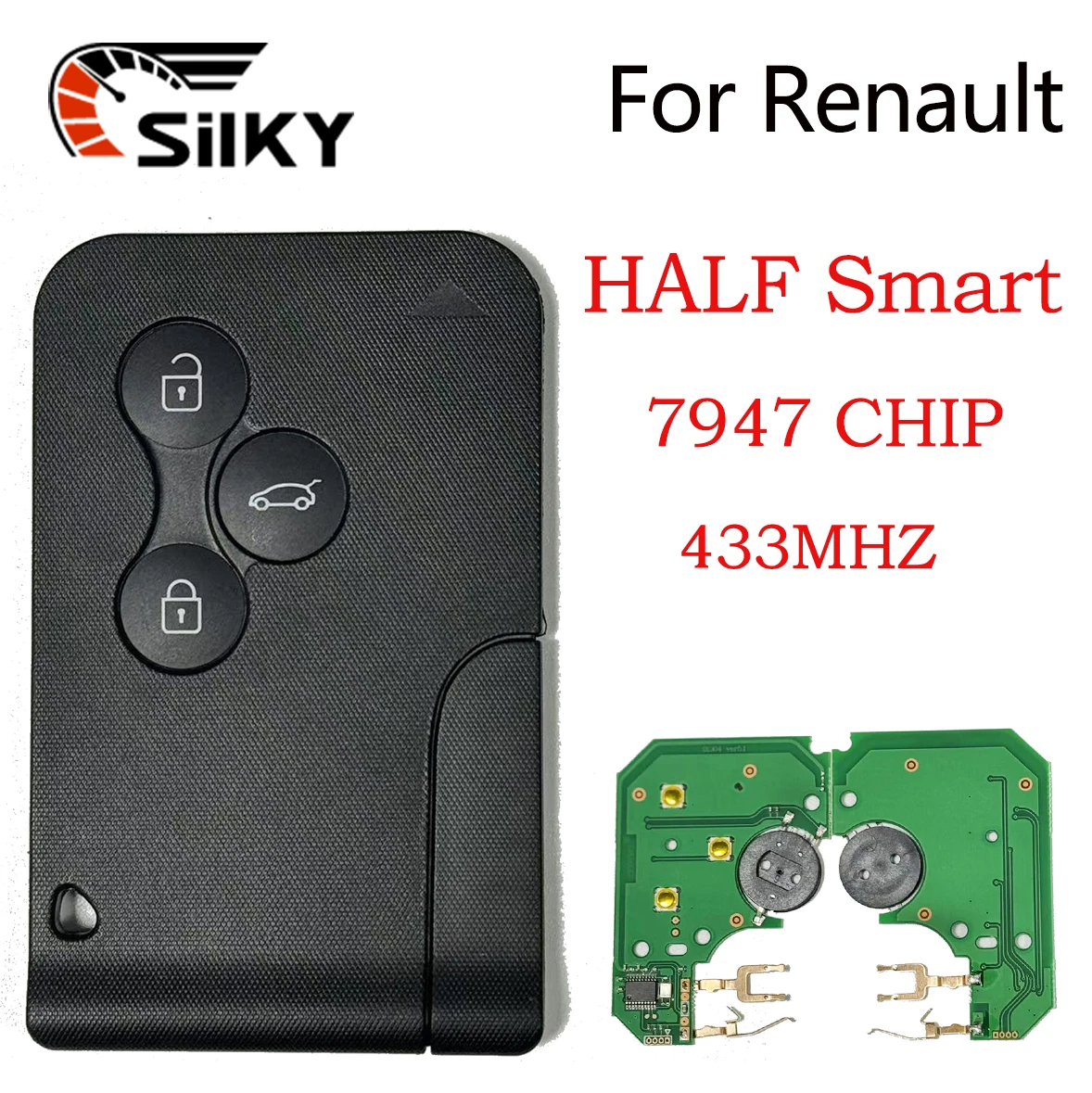 

SilKY 433Mhz ID46 PCF7947 Chip 3 Button Remote Key For Renault Megane 2 3 Scenic Clio 2003-2008 Emergency Grand Smart Card