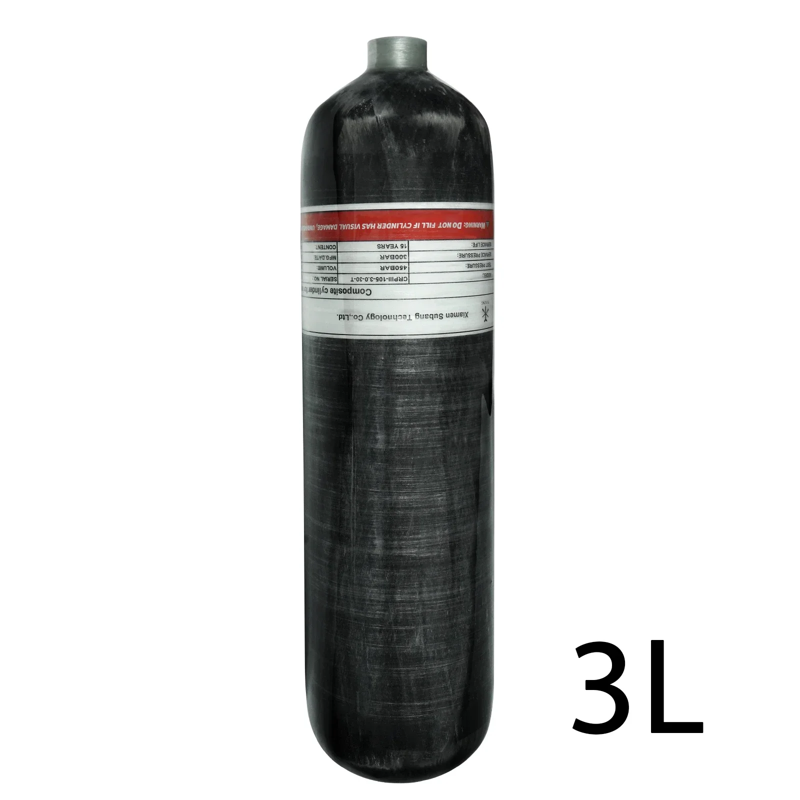 

TUXING 4500Psi 30Mpa 3L Carbon Fiber Cylinder HPA 300 Bar Mini Scuba Diving Tank for Firefighting Diving Equipment M18*1.5