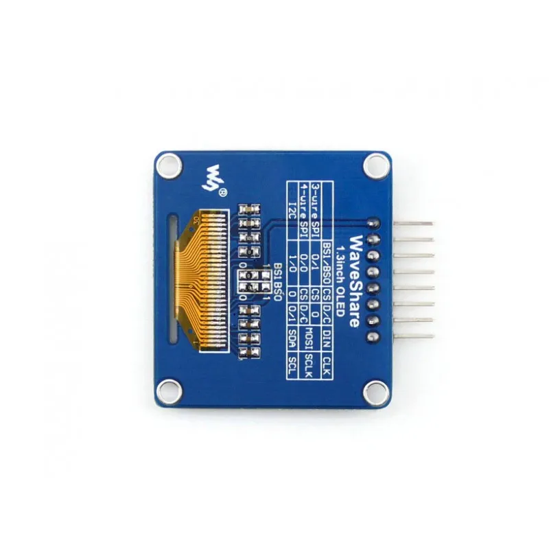 Waveshare 1.3inch OLED (A),SPI/I2C interfaces, curved/horizontal pinheader