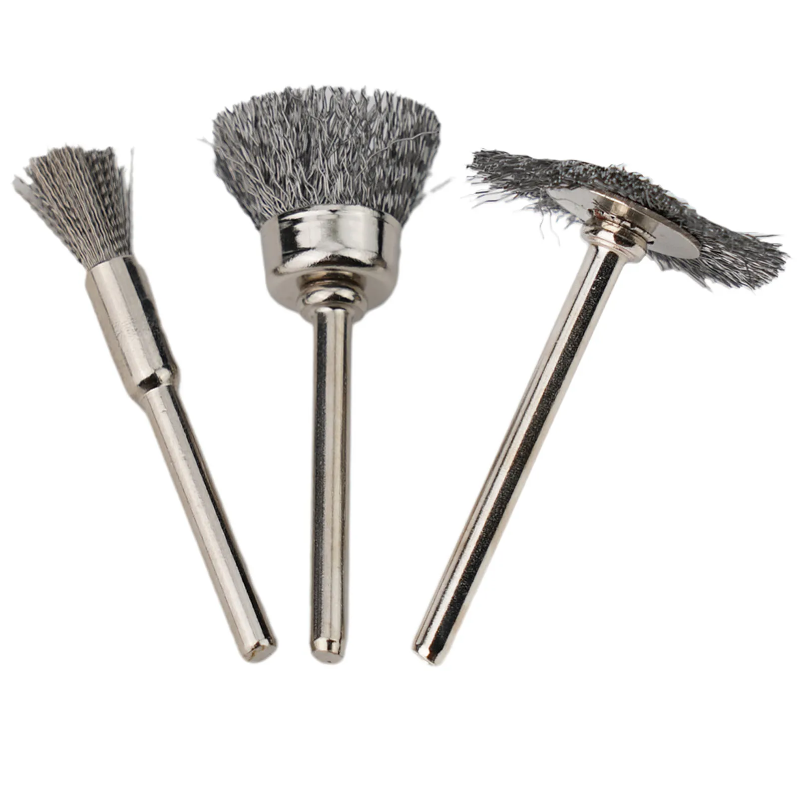 New Silver Wire Brush 3Pcs/Set Brushes Polishing Rust Removal Stainless Steel Steel Brush Wire Wheel Derusting