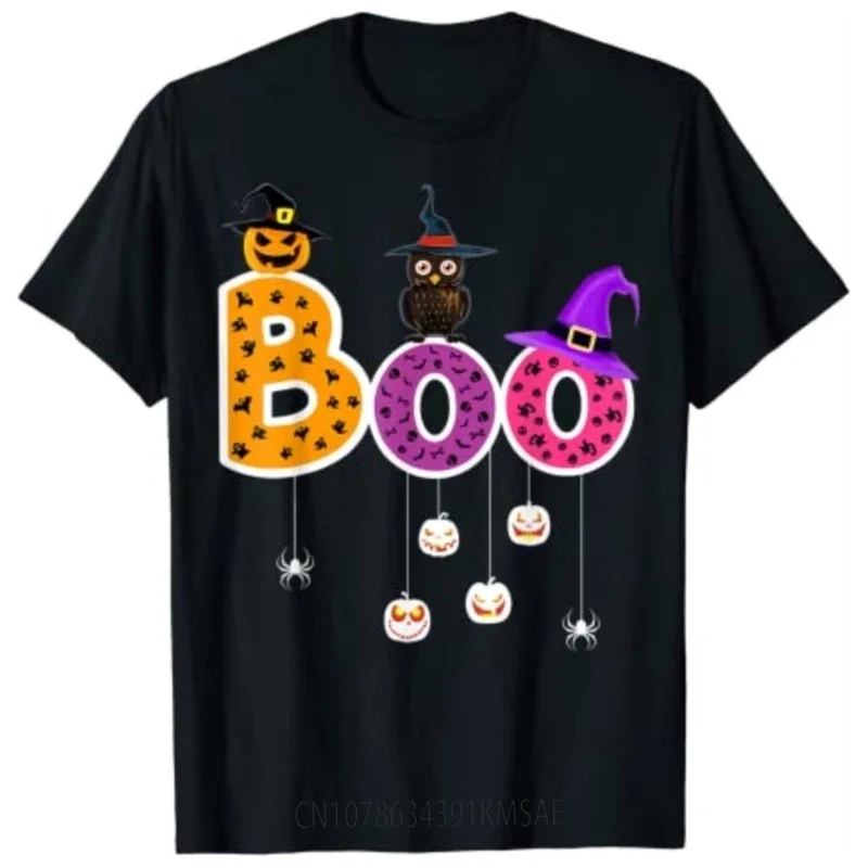 Boo Halloween Costume Spiders,Ghosts,Pumpkin Pink Ribbon Witch Hat Breast Cancer T-Shirt Gift Aesthetic Clothes Graphic Tee Tops