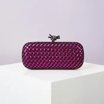 女士金色晚宴手拿包,皮革亮線編織皮夾,優雅女士金屬結派對手提包 10 最佳銷售 金屬錢包 - №4