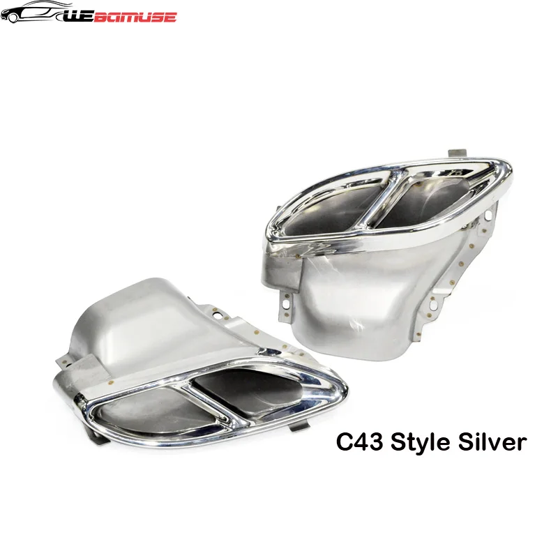For Mercedes-Benz C-Class Tailpipe W205 C180 C200 C60 C300 Tailpipe Upgrade C43 Muffler Tip Exhaust System 2014-2021