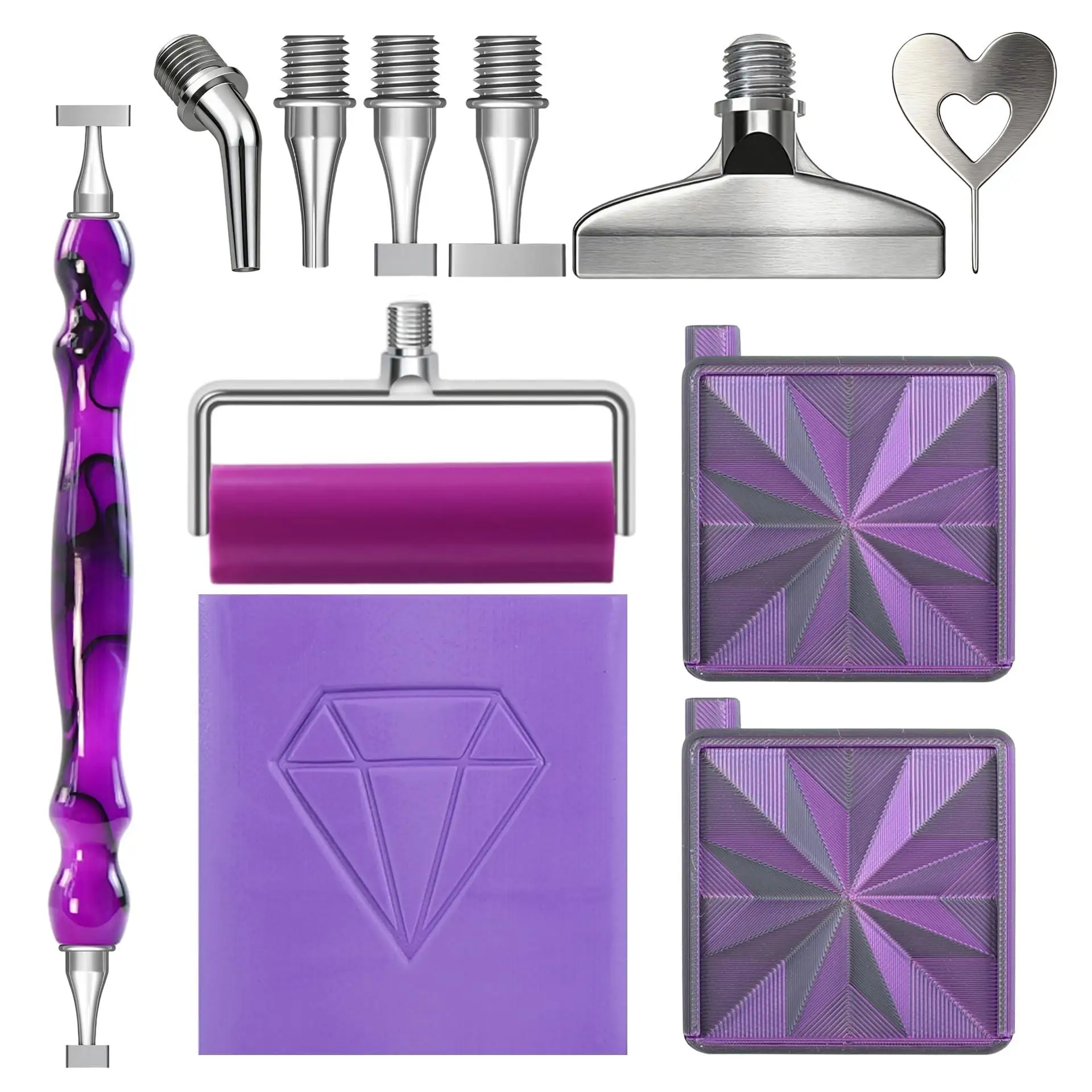 DIY Diamond Painting Tools (with Threaded Steel Fine Tips, 1/2/4 Multi-Tips, and Curved Tips) Accessories, Diamond Painting Tray, Roller Tool, Diamond Painting Clay, Adult Diamond Painting Accessory Set