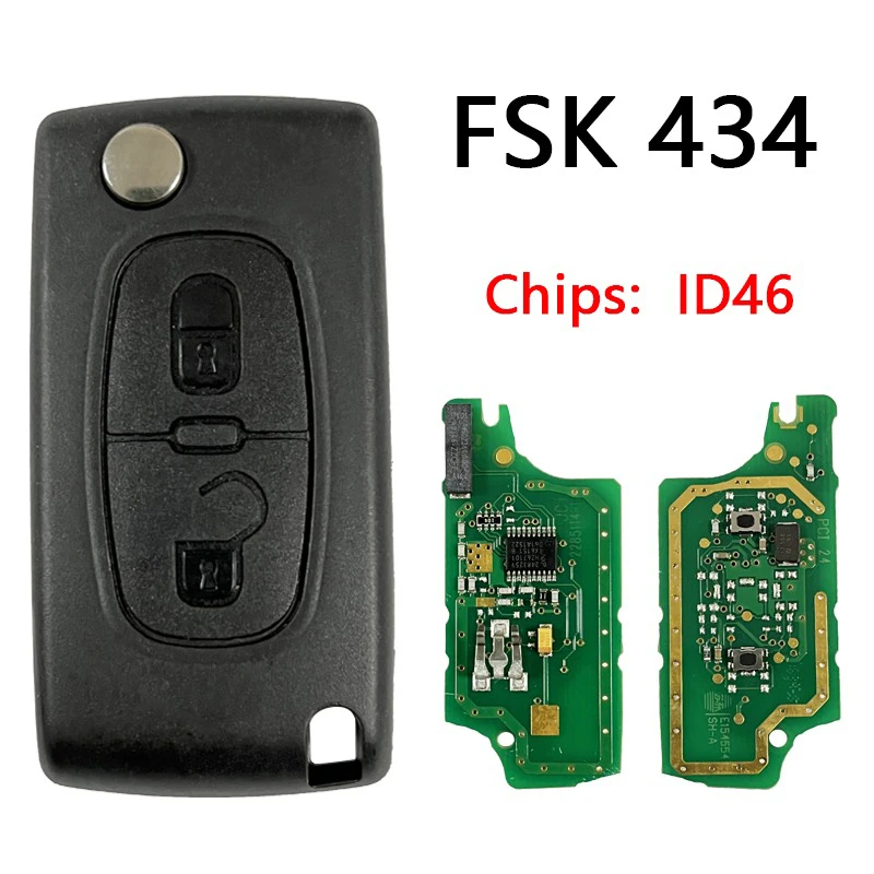 

CN009004 Оригинальный 2 кнопки умный дистанционный ключ FCC CE0536 ID46 чип 434 МГц без ключа для P-eugeot 307 2011-2013