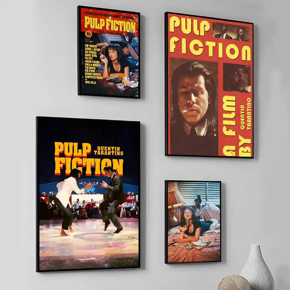 90s Classic Movie P-Pulp F-Fiction Posters Fancy Wall Sticker for Living Room Bar Decoration Wall Decor