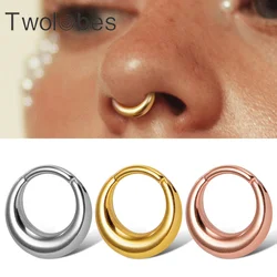 Twolobes 1PCS 16G 8mm Stainless Steel Segment Nose Rings Cartilage Clicker Hoop Earrings for Women Hypoallergenic New