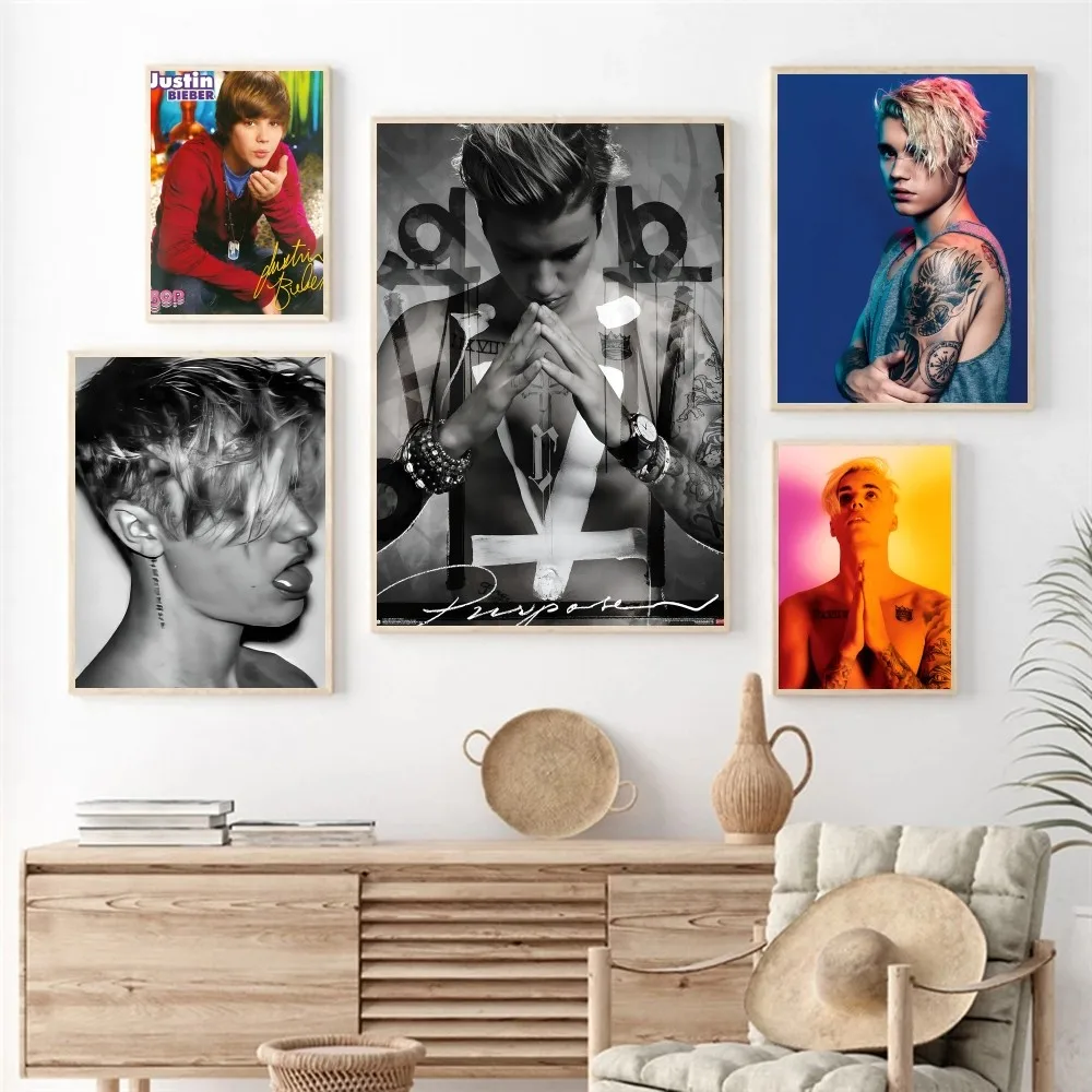 Singer Justin B-Bieber Poster Paper Print Home Living Room Bedroom Entrance Bar Cafe Art Painting Decoration