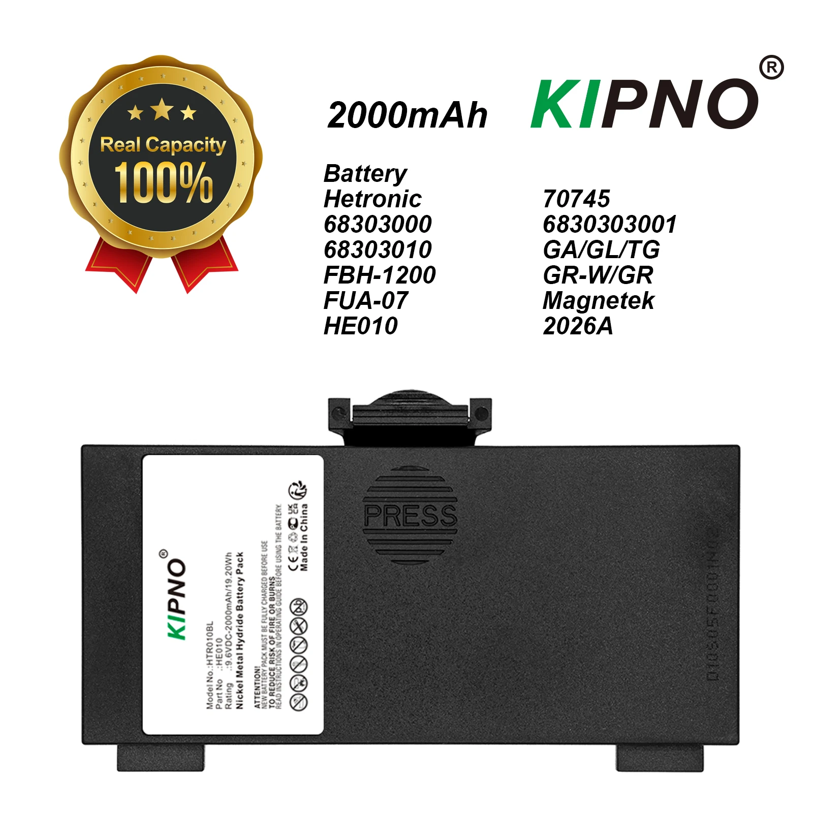 

KIPNO 2000mAh Battery HE010 for Hetronic 68303000, 68303010, 6830303001,FBH1200, GA, GL, GR, GR-W, TG, For Magnetek 2026A