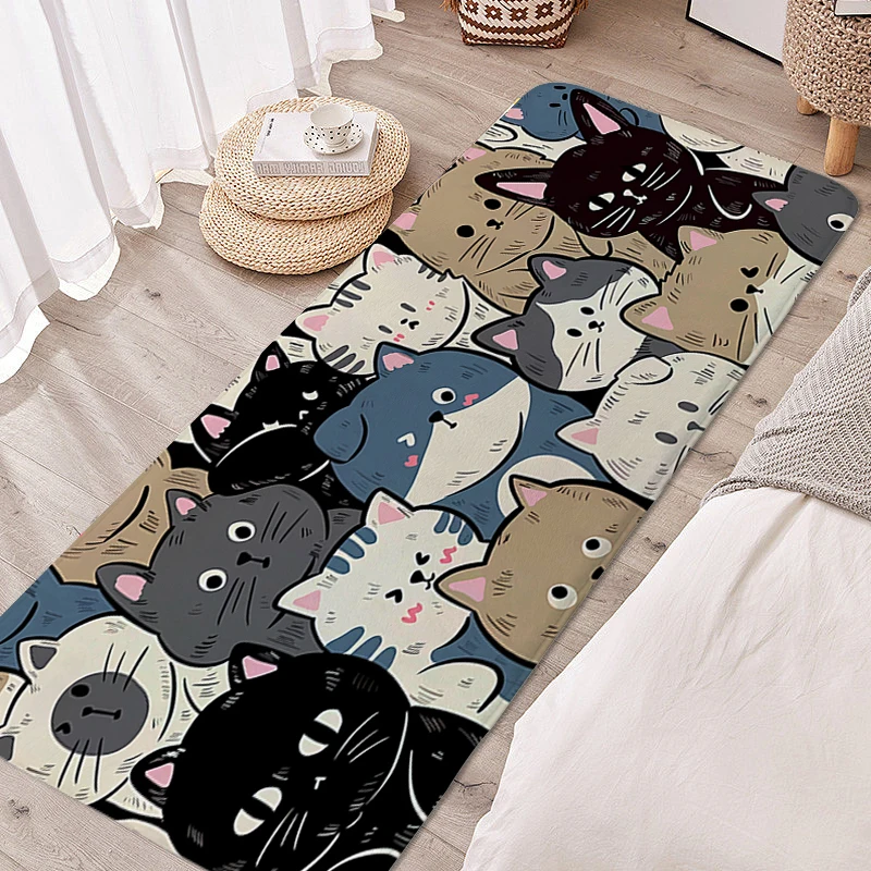 

Rug for Kids Bedroom Black Cat Lovely Children's Room Floor Carpet Anti Slip Bathroom Mat Doormat Entrance Door Home Decoration