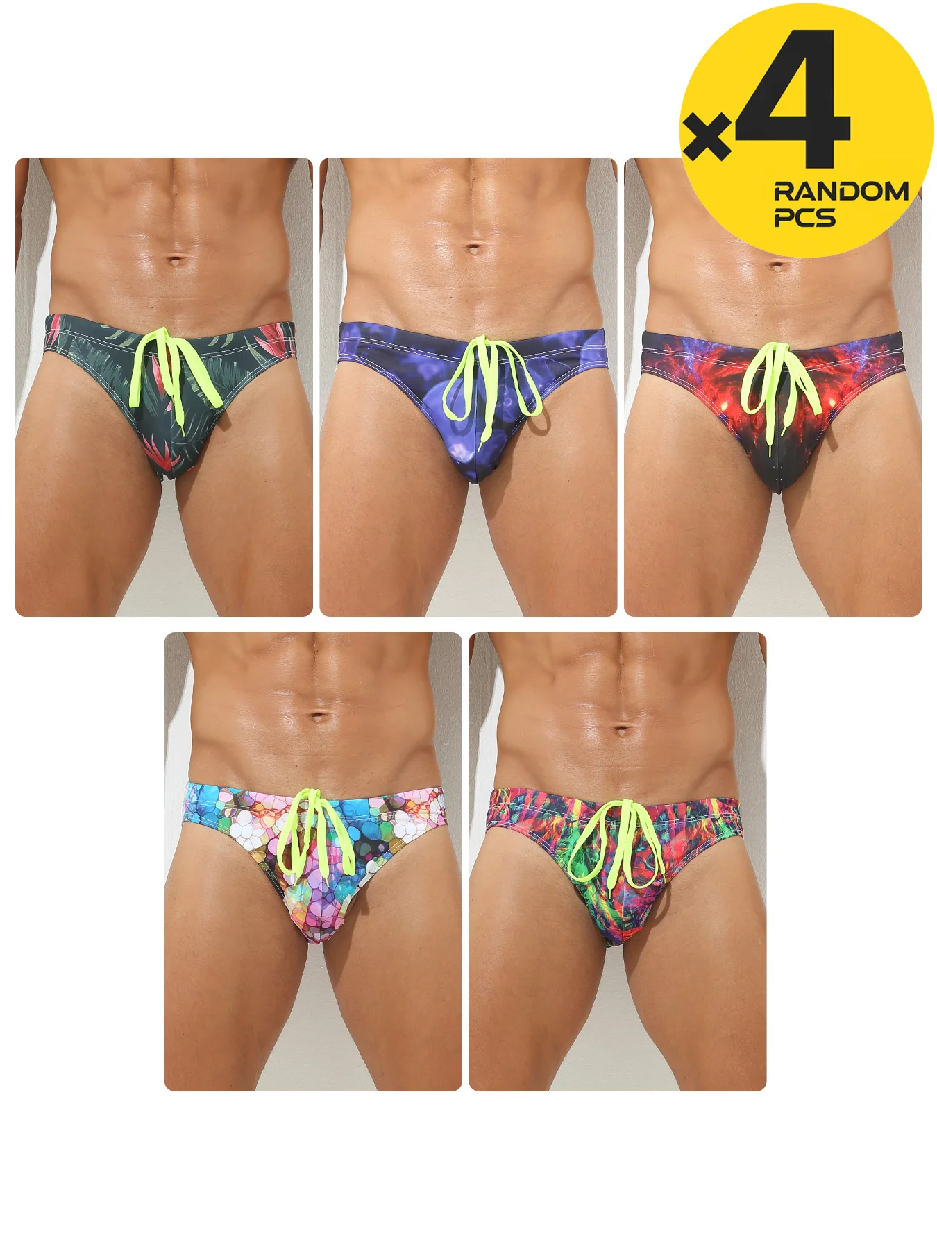 Men Swim Bikini Man Swimsuit Swimming Briefs Sexy Swimwear Quick Dry Beachwear Low Waist Beach Surfing Randomly 2/3/4PCS S-XXL