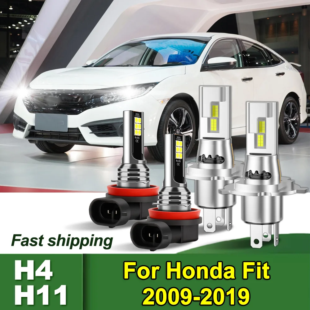 

For Honda Fit 2009-2019 H4 H11 Combo LED Headlight Hi/Low Beam Fog Light Bulbs 3570 CSP Chips Light Bulbs DC12-24V Plug&Play
