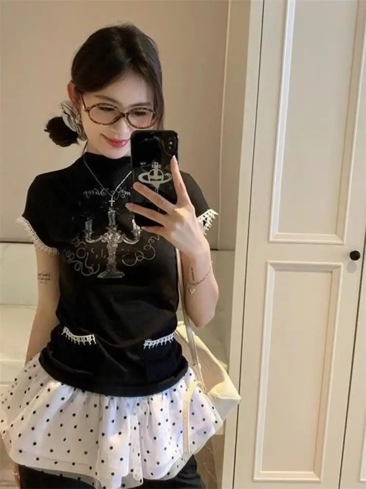 Sport Ballet Flounce Short Skirt Double Layer Lace Curtain Pants Decorative Puffy  Skirt Butt Cover Versatile High Waist