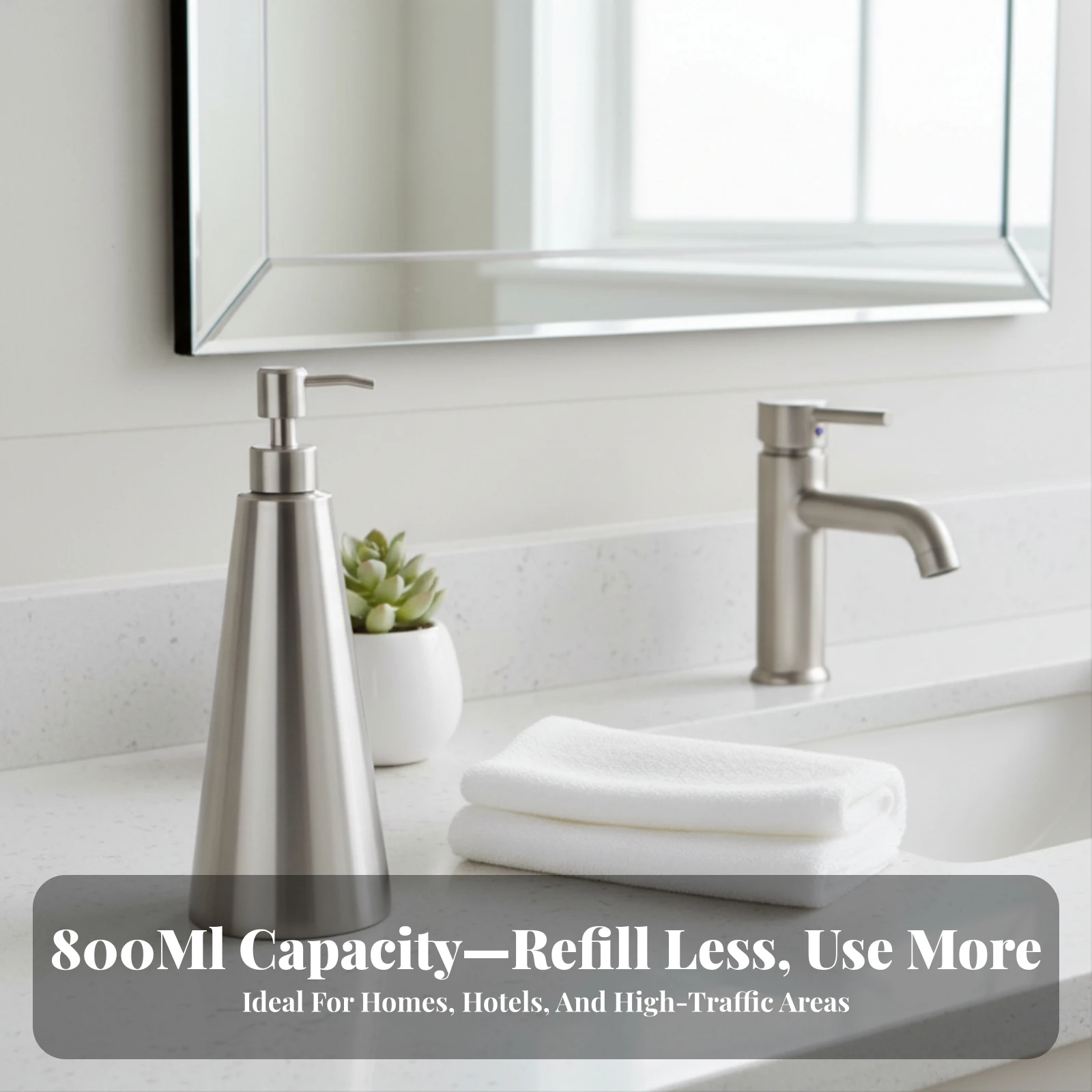 Liquid Soap Dispenser Rustproof Soap Dispenser with Pump Bathroom Accessory Refillable Brushed for Kitchen, Hotel