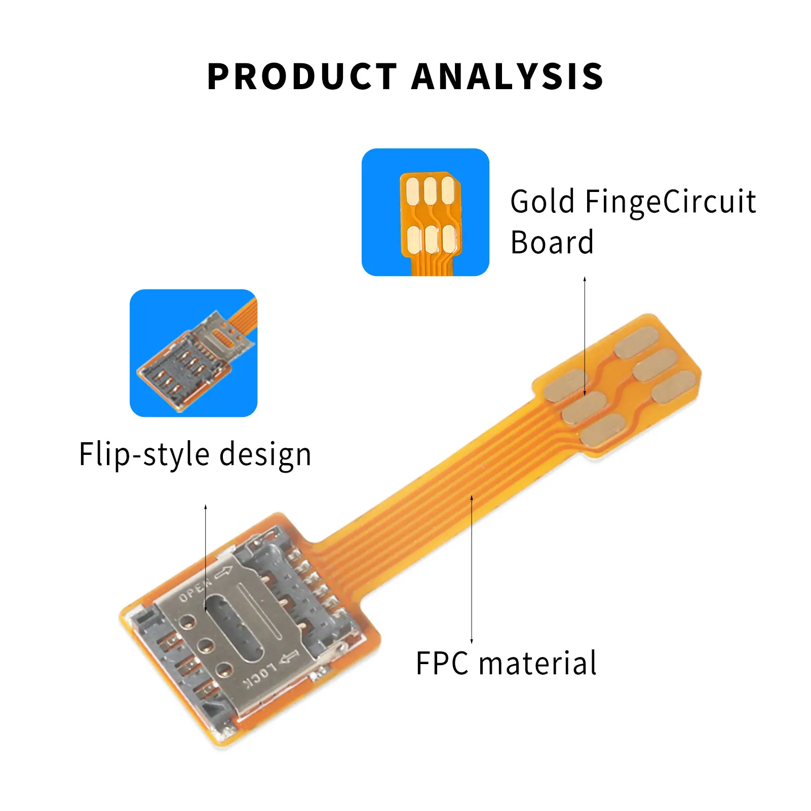 CPE External Card Extension Cable Portable WiFi Router Adapter Nano Card Flip-Cover Slot FPC Integrated Cable 5cm - view 2