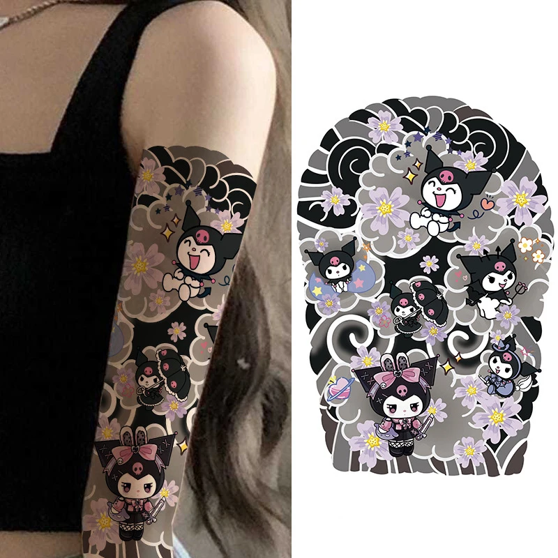 Sanrio Tattoo Sticker Anime Kuromi Arm Tattoo Stickers Waterproof Body Stickers Kawaii Cartoon Hello Kitty Temporary Fake Tattoo