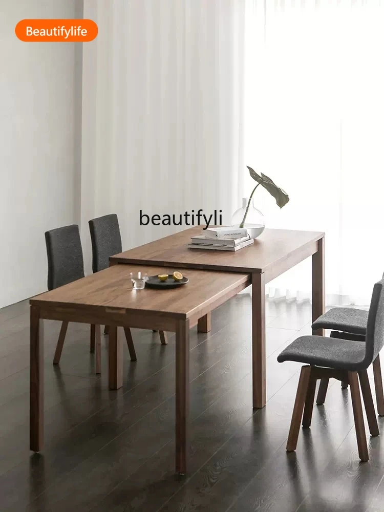 

A435 Северноамериканский черный орех, выдвижной прямоугольный обеденный стол из массива дерева, домашний ресторан в скандинавском и японском стиле