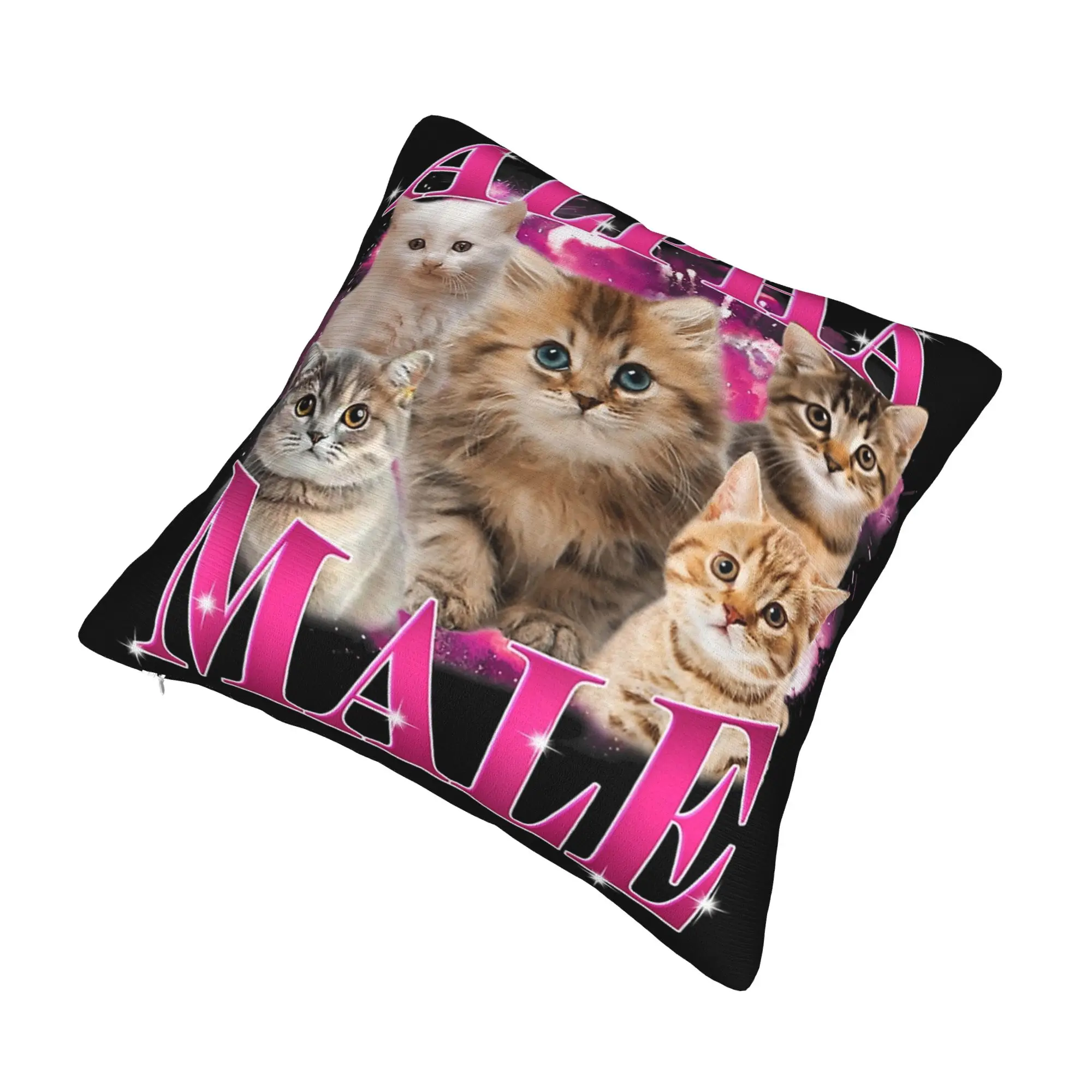 Decorative Pillow Cover Alpha Male Cat Kitten Funny  Merch Home  Pillow Case Cover Square Multi-Size