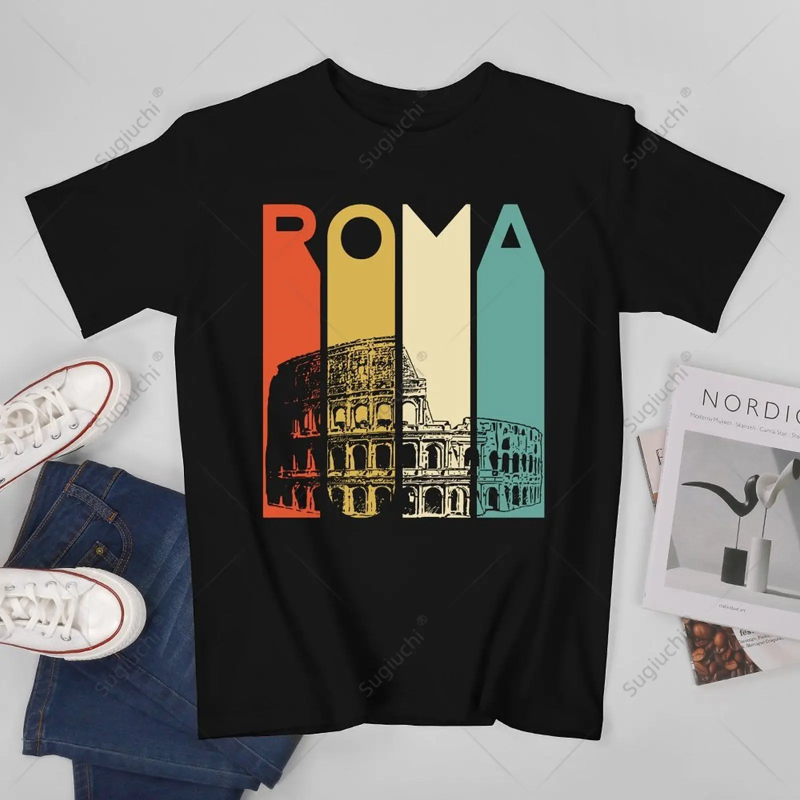 Unisex Men Rome Italy Roma Italian Retro Vintage Coliseum Architecture Tshirt Tees T Shirts Women Boys 100% Cotton T-Shirt